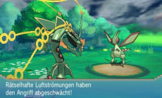 In Pokémon Omega Rubin und Pokémon Alpha Saphir kann Rayquaza eine Mega-Entwicklung durchführen