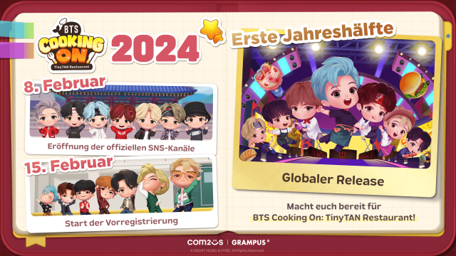 Com2uS startet die Vorregistrierung für BTS Cooking On: TinyTAN RestaurantNews  |  DLH.NET The Gaming People