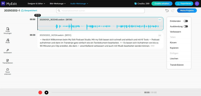 KI-gestützte Audiobearbeitung im Podcast-Studio neu bei MyEditNews  |  DLH.NET The Gaming People