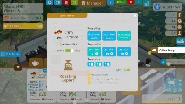 COFFEE SHOP TYCOON'S ROASTING SPECIALIZATION UPDATE IS NOW AVAILABLENews  |  DLH.NET The Gaming People
